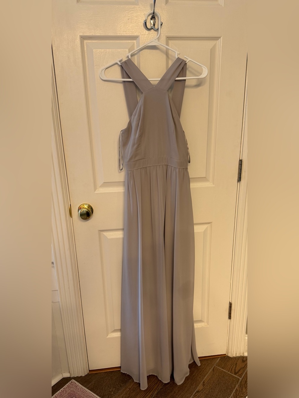 Lulu's Sleeveless Cross-Back Maxi Dress in Grey